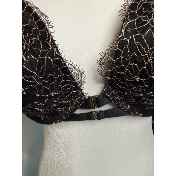 Victoria’s Secret Very Sexy Push-Up Bra 36C Black Beige Lace Strappy Back Sexy - Picture 5 of 7